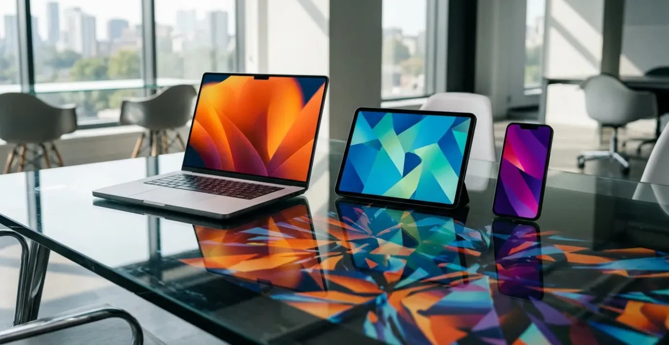 Différentes représentations d'une même marque dispersées et fragmentées sur plusieurs écrans