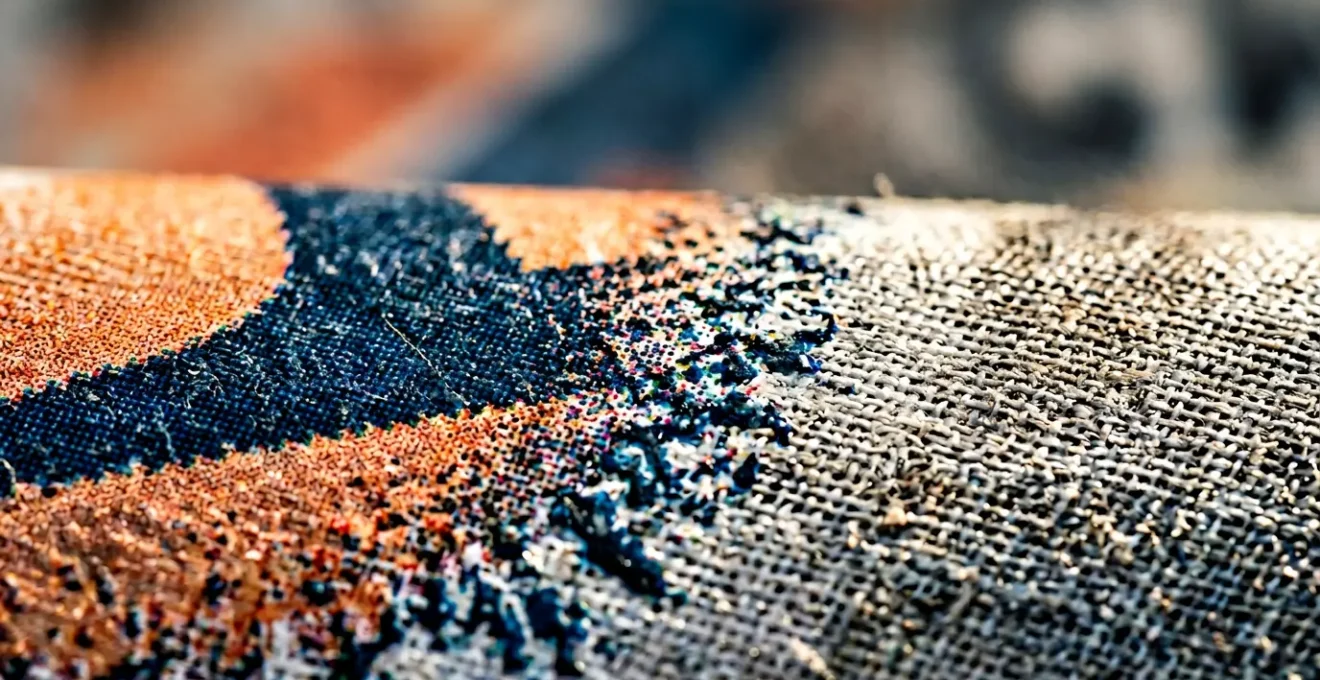 Logo déformé sur une impression grand format révélant des pixels apparents