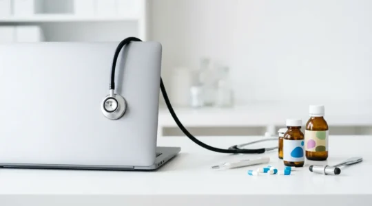 Diagnostic technique d'un site web représenté par un écran d'ordinateur analysé avec des outils de mesure