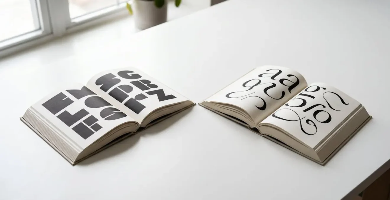 Composition abstraite montrant l'harmonie entre deux styles typographiques différents