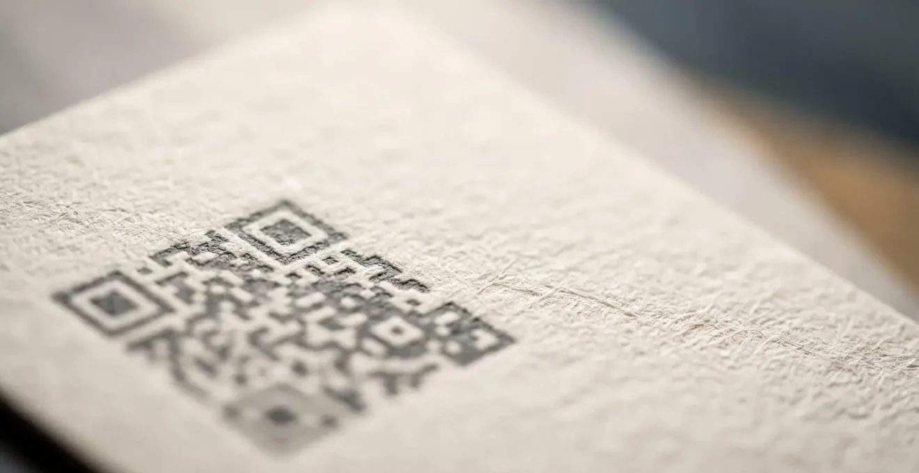 Verso de carte de visite avec QR code et design épuré