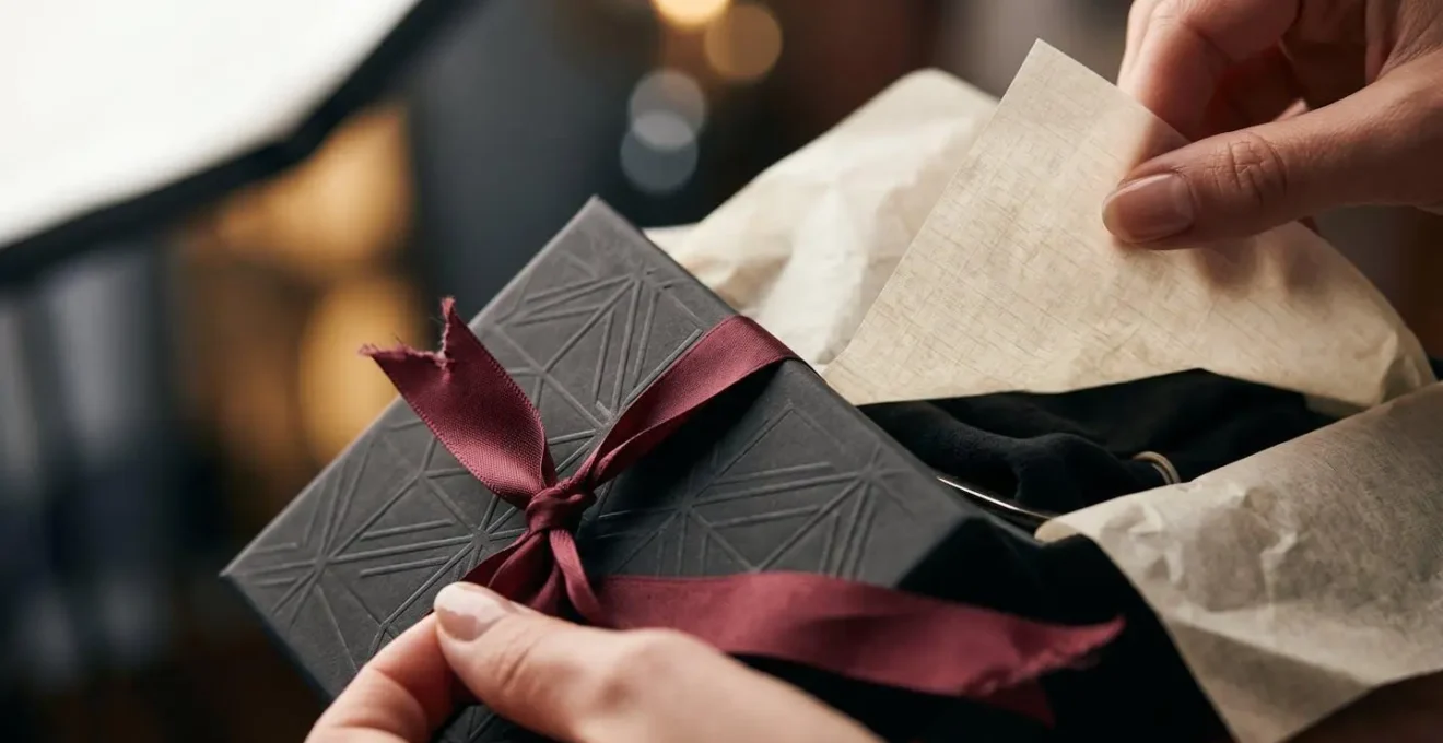 Expérience d'unboxing premium avec éléments surprenants créant un moment de découverte